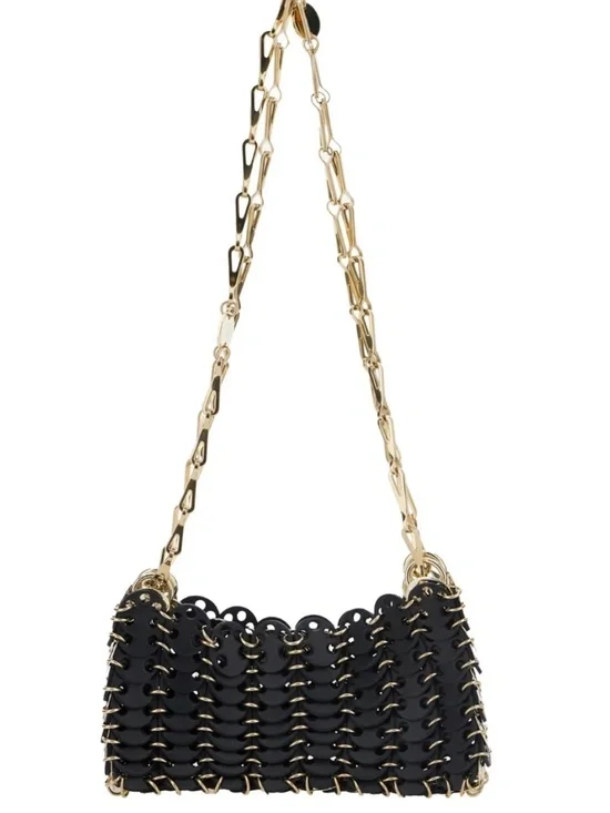 Paco Rabanne 1969 black leather gold chain nano bag BNWT - Picture 1 of 4